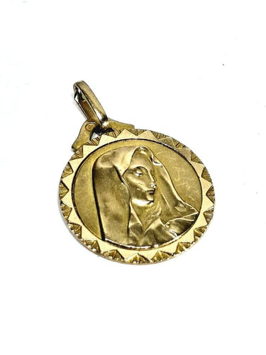 Pendentif Médaille Vierge - Pendentif en or champagne 18 carats 58 Facettes