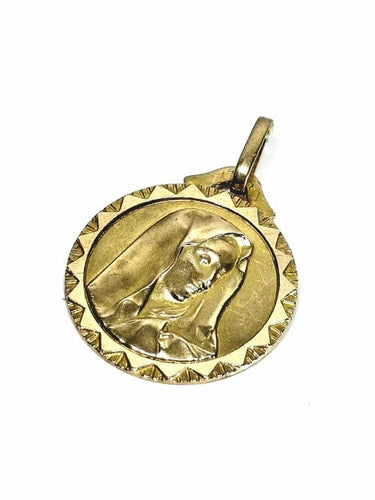 Pendentif Médaille Vierge - Pendentif en or champagne 18 carats 58 Facettes