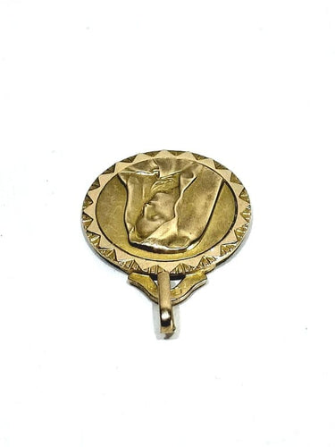 Pendentif Médaille de la Vierge en or champagne 18 carats 58 Facettes