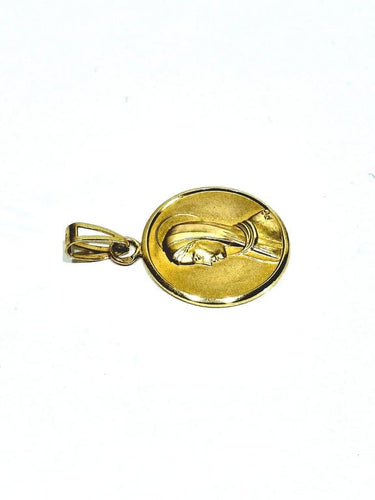 Pendentif Médaille de la Vierge en or jaune 18 carats et or rose 58 Facettes