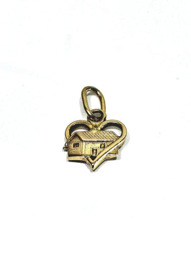 Pendentif Pendentif maison dans un cœur en or rose 18 carats 58 Facettes