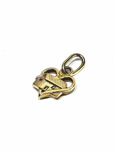 Pendentif Pendentif maison dans un cœur en or rose 18 carats 58 Facettes