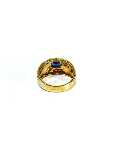 Bague 54 Bague en or jaune 18 carats avec saphir et diamants 58 Facettes