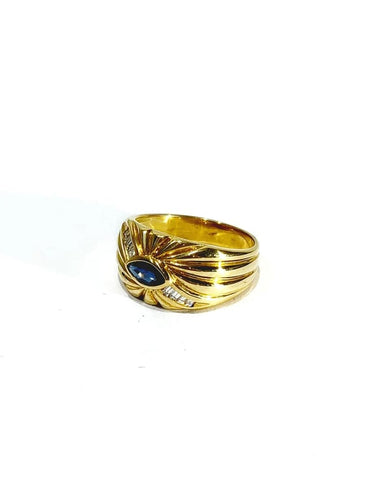 Bague 54 Bague en or jaune 18 carats avec saphir et diamants 58 Facettes