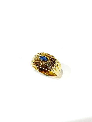 Bague 54 Bague en or jaune 18 carats avec saphir et diamants 58 Facettes