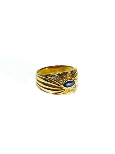 Bague 54 Bague en or jaune 18 carats avec saphir et diamants 58 Facettes