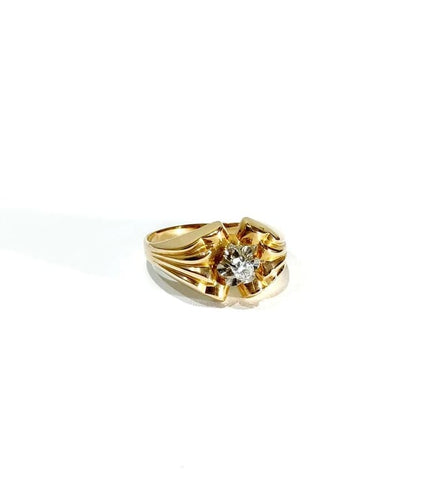 Bague 59 Bague en or rose 18 carats avec diamant taille brillant 58 Facettes