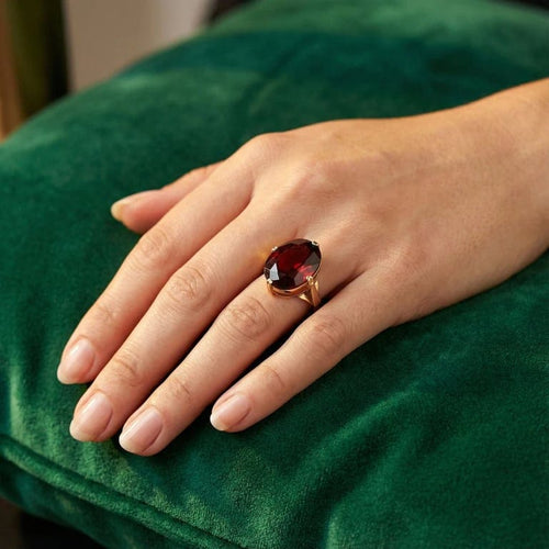 Bague 48 Bague en or champagne 18 carats au grenat 58 Facettes