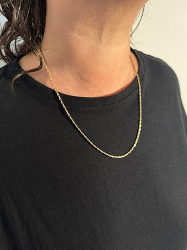 Collier Chaîne en or jaune et blanc 18 carats, maille palmier 58 Facettes