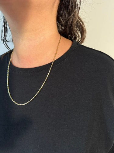 Collier Chaîne en or jaune et blanc 18 carats, maille palmier 58 Facettes