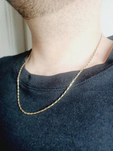 Collier Chaîne en or jaune et blanc 18 carats, maille palmier 58 Facettes