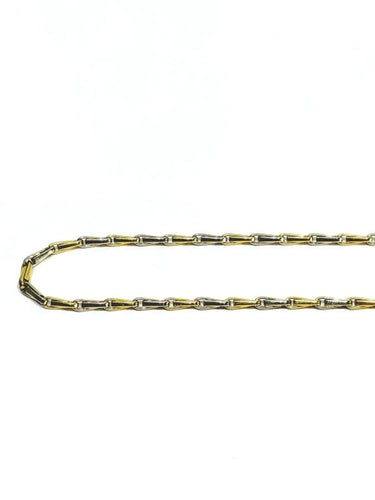 Collier Chaîne maille palmier en or jaune et blanc 18 carats 58 Facettes