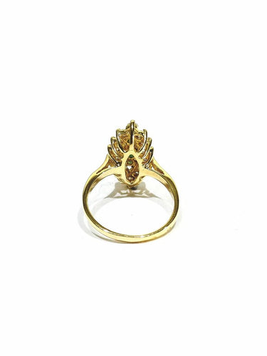 Bague 57 Bague marquise en or jaune avec émeraudes et diamants 58 Facettes