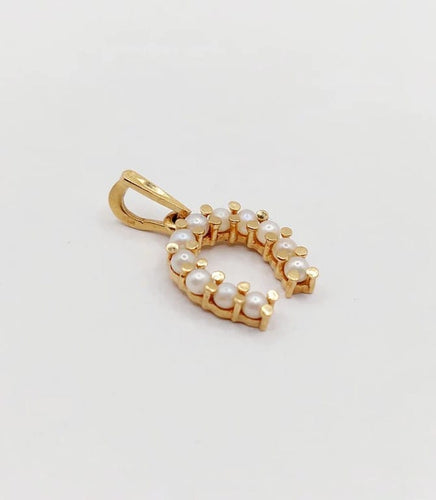 Pendentif Pendentif fer à cheval vintage en or rose 18k et perles 58 Facettes A06445