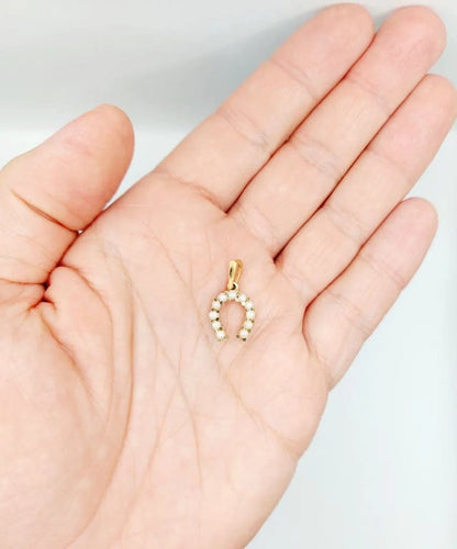 Pendentif Pendentif fer à cheval vintage en or rose 18k et perles 58 Facettes A06445