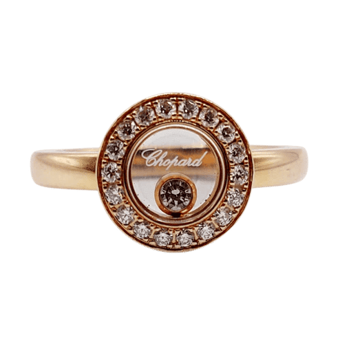 Bague 48 Chopard Happy Diamonds - Bague pavée de diamants en or rose 18k 58 Facettes A06339