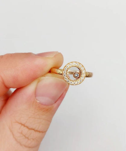 Bague 48 Chopard Happy Diamonds - Bague pavée de diamants en or rose 18k 58 Facettes A06339