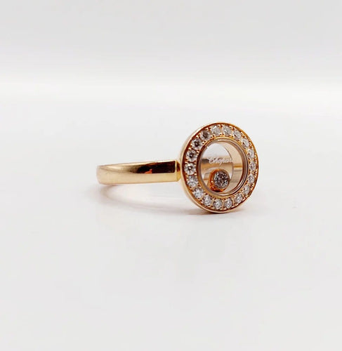 Bague 48 Chopard Happy Diamonds - Bague pavée de diamants en or rose 18k 58 Facettes A06339