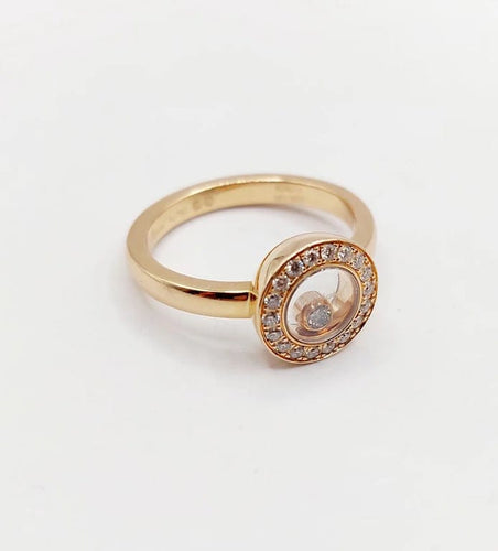 Bague 48 Chopard Happy Diamonds - Bague pavée de diamants en or rose 18k 58 Facettes A06339