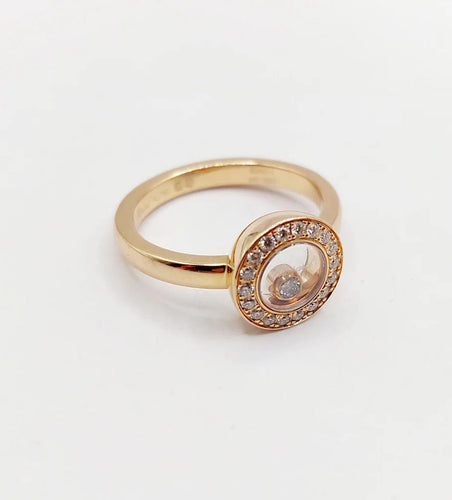 Bague 48 Chopard Happy Diamonds - Bague pavée de diamants en or rose 18k 58 Facettes A06339