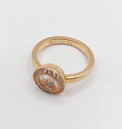 Bague 48 Chopard Happy Diamonds - Bague pavée de diamants en or rose 18k 58 Facettes A06339