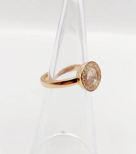 Bague 48 Chopard Happy Diamonds - Bague pavée de diamants en or rose 18k 58 Facettes A06339