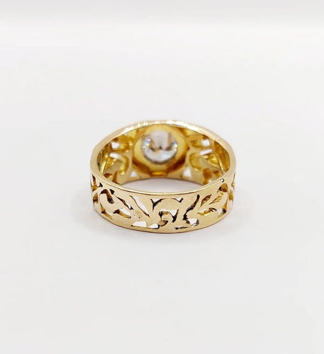 Bague 57 Art nouveau - Bague chevalière en or 18k et platine avec diamant 0,90 ct 58 Facettes A06449