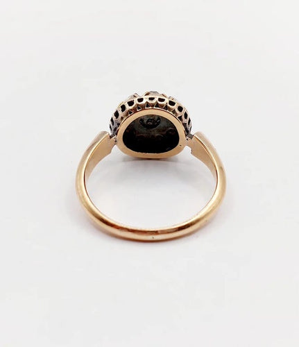 Bague 55 Bague marguerite antique en or rose 18k avec perle et diamants 58 Facettes A06463