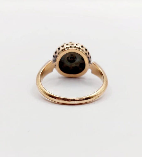 Bague 55 Bague marguerite antique en or rose 18k avec perle et diamants 58 Facettes A06463