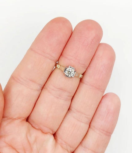 Bague 52 Bague solitaire Art déco en or blanc 18k, platine et diamant 0,43 ct 58 Facettes A06462