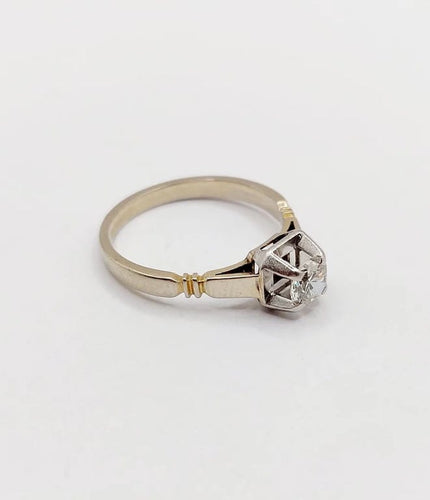 Bague 52 Bague solitaire Art déco en or blanc 18k, platine et diamant 0,43 ct 58 Facettes A06462
