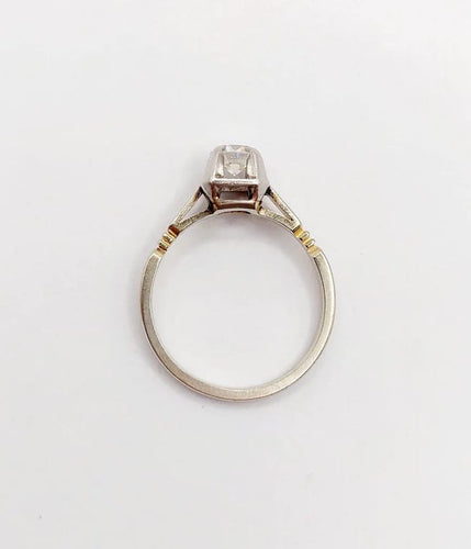 Bague 52 Bague solitaire Art déco en or blanc 18k, platine et diamant 0,43 ct 58 Facettes A06462