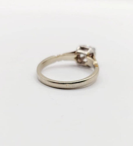 Bague 52 Bague solitaire Art déco en or blanc 18k, platine et diamant 0,43 ct 58 Facettes A06462