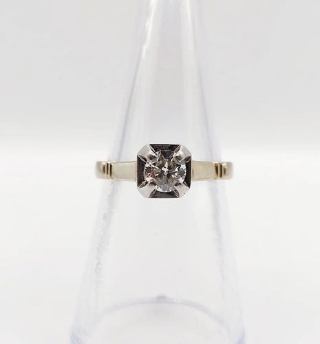 Bague 52 Bague solitaire Art déco en or blanc 18k, platine et diamant 0,43 ct 58 Facettes A06462