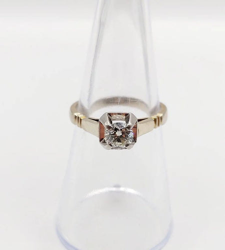 Bague 52 Bague solitaire Art déco en or blanc 18k, platine et diamant 0,43 ct 58 Facettes A06462