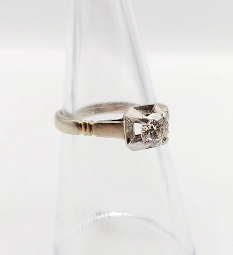 Bague 52 Bague solitaire Art déco en or blanc 18k, platine et diamant 0,43 ct 58 Facettes A06462