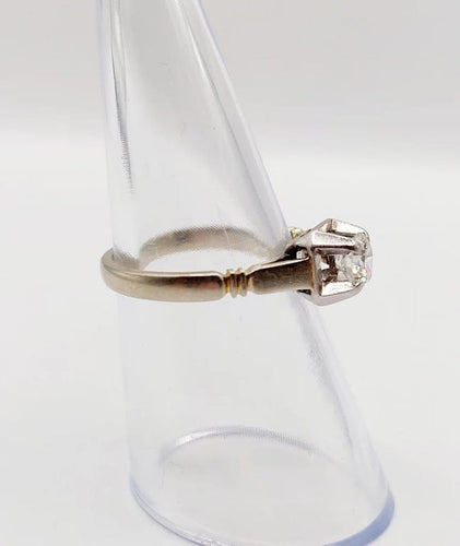 Bague 52 Bague solitaire Art déco en or blanc 18k, platine et diamant 0,43 ct 58 Facettes A06462