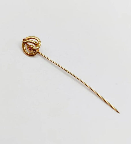 Épingle à foulard antique serpent en or 18k et pierre rouge 58 Facettes A06322