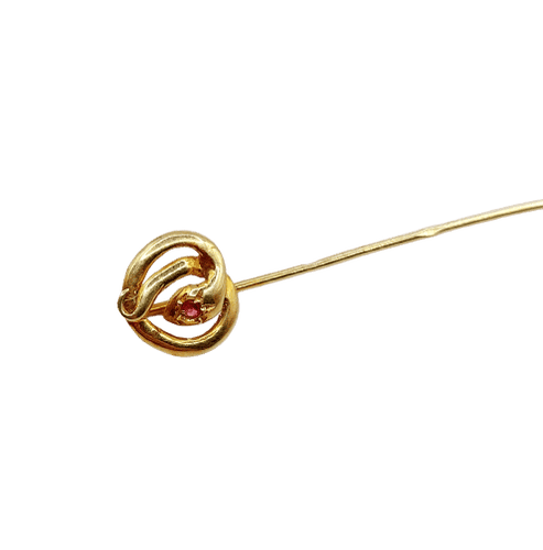 Épingle à foulard antique serpent en or 18k et pierre rouge 58 Facettes A06322