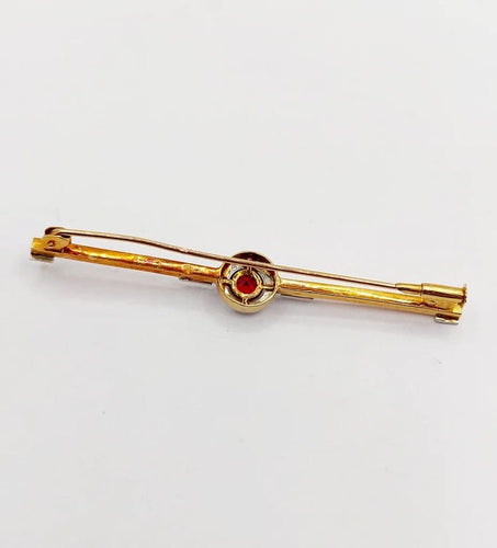 Broche Broche barrette Art déco en or jaune 18k avec pierre rouge 58 Facettes A06478