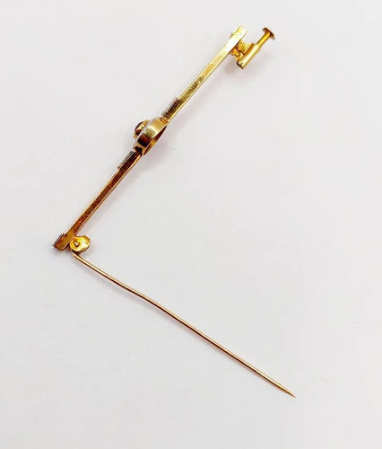 Broche Broche barrette Art déco en or jaune 18k avec pierre rouge 58 Facettes A06478
