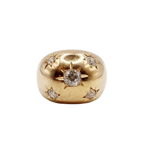 Bague 54 Bague dôme bombée en or rose 18k et diamants taille ancienne 58 Facettes A06475
