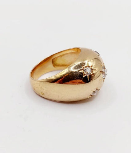 Bague 54 Bague dôme bombée en or rose 18k et diamants taille ancienne 58 Facettes A06475