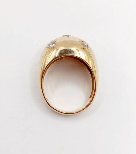 Bague 54 Bague dôme bombée en or rose 18k et diamants taille ancienne 58 Facettes A06475