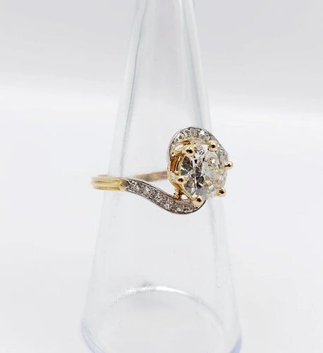 Bague 54.5 Bague tourbillon antique en or 18k et platine, diamants taille ancienne 58 Facettes A06442