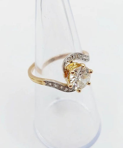 Bague 54.5 Bague tourbillon antique en or 18k et platine, diamants taille ancienne 58 Facettes A06442