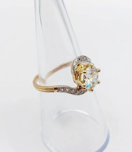 Bague 54.5 Bague tourbillon antique en or 18k et platine, diamants taille ancienne 58 Facettes A06442