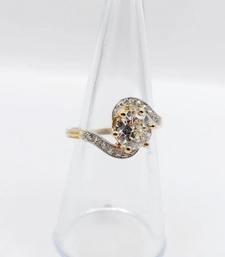 Bague 54.5 Bague tourbillon antique en or 18k et platine, diamants taille ancienne 58 Facettes A06442