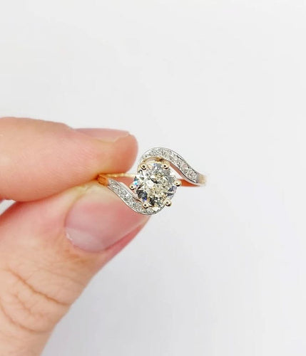 Bague 54.5 Bague tourbillon antique en or 18k et platine, diamants taille ancienne 58 Facettes A06442