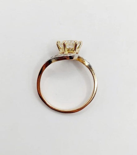 Bague 54.5 Bague tourbillon antique en or 18k et platine, diamants taille ancienne 58 Facettes A06442